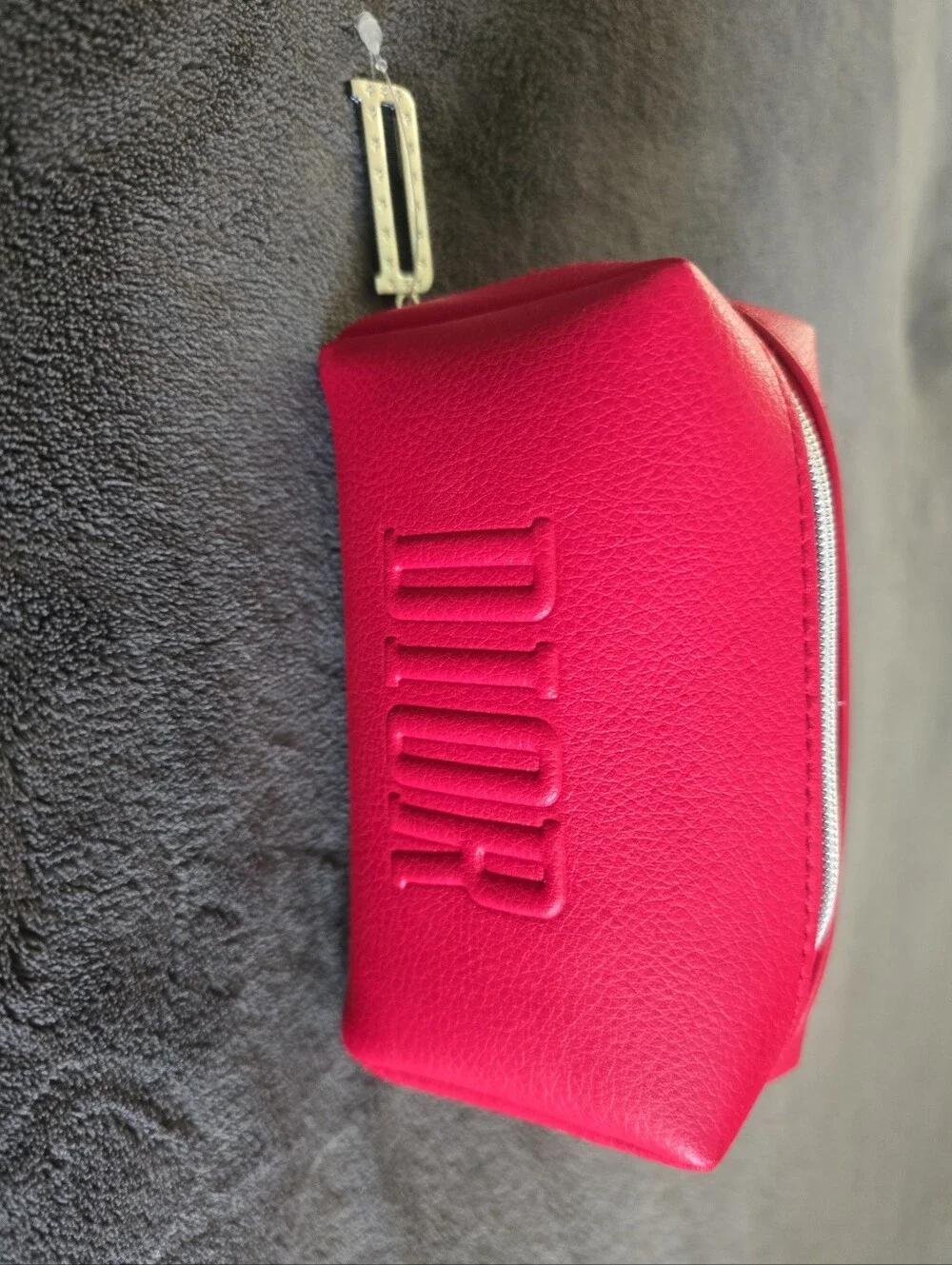 Dior Hot RED Embossed Leather Cosmetic Pouch NWOT